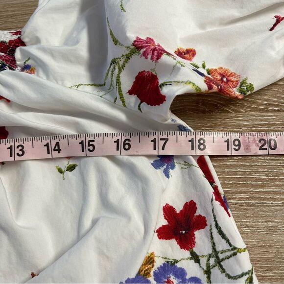 Zara White Floral Off-Shoulder Top Size Small - Picture 9 of 12